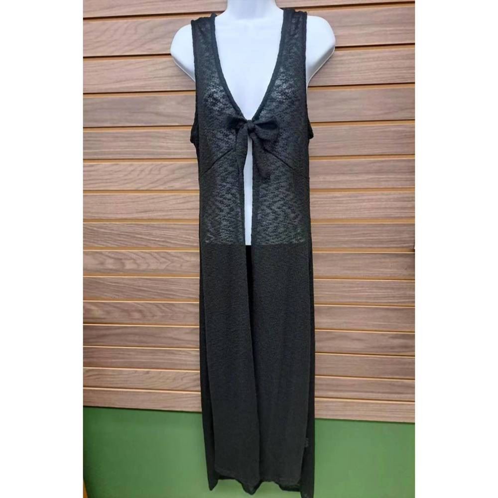 NEW SHOP BASIC women's sleeveless tied cover up in black